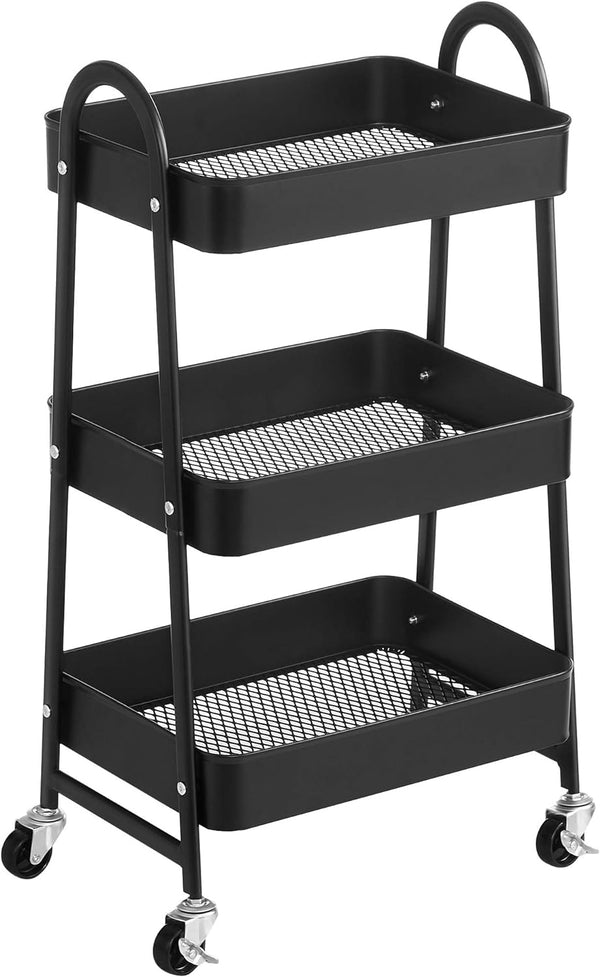 3-Tier Rolling Metal Trolley with Handles - Karrari