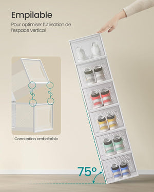 Pack of 18 Stackable Shoe Storage Boxes