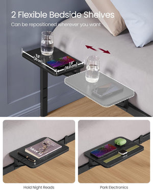 Single Bed Frame with Storage Shelves (190x90cm)