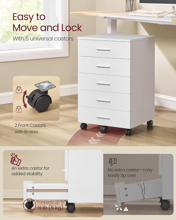 Pedestal File Cabinet with Wheels - Cloud White - Karrari