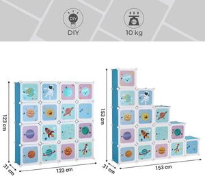 15-Cube Shelving System - Kids Storage Cabinet with Doors