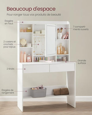 Dressing Table with LED Mirror, Shelves & Drawers - Karrari