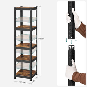 Industrial Storage Rack – 5 Adjustable Shelves, (37x37x150cm) - Karrari