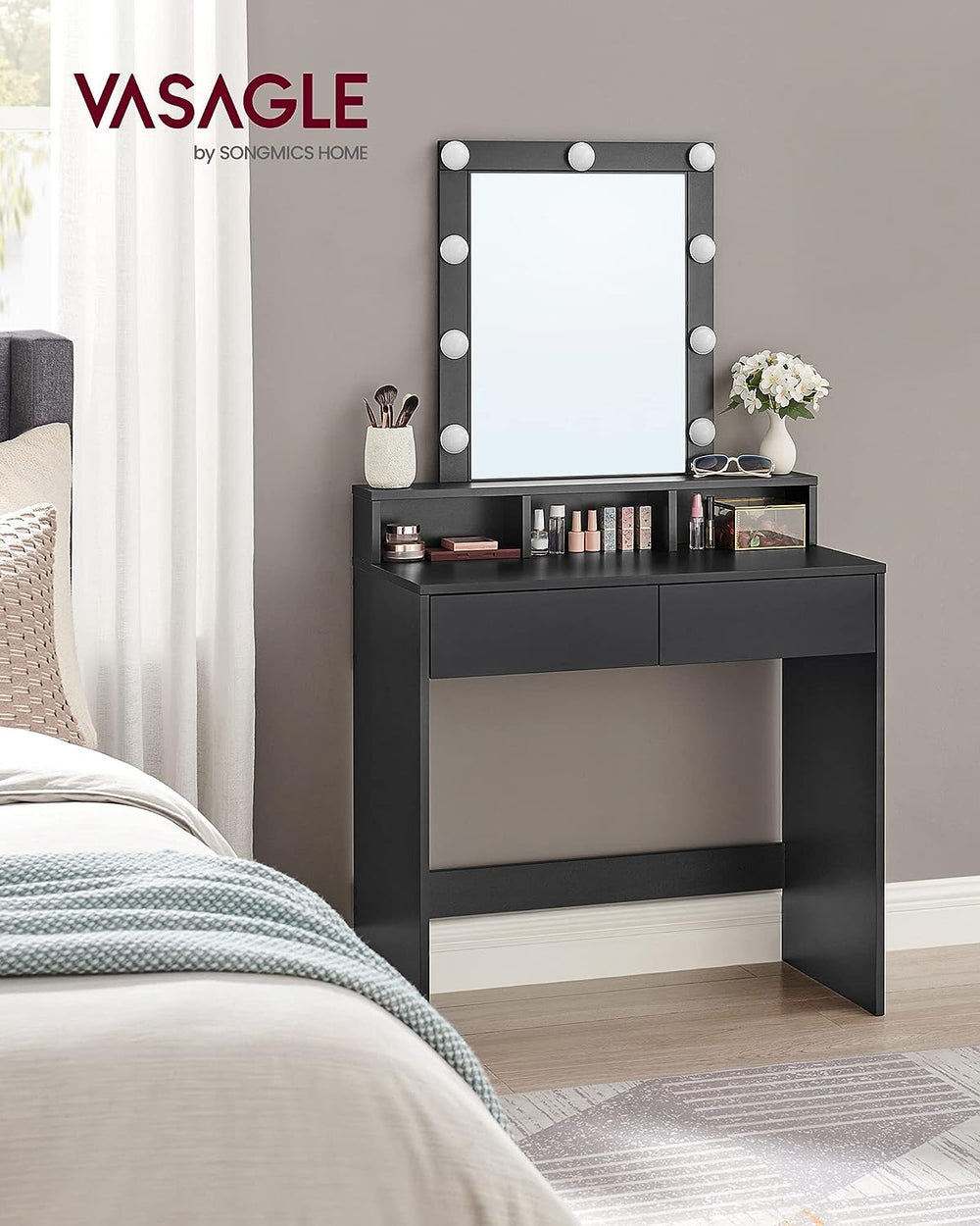Dressing Table with LED Mirror & Storage