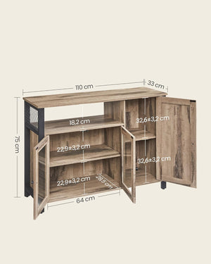 Sideboard Cabinet - Glass Doors & Adjustable Shelves - Karrari