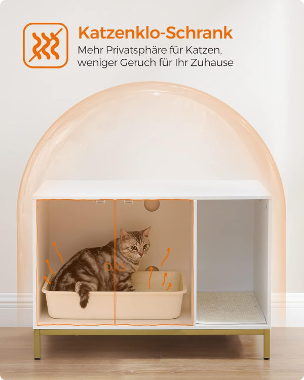 Modern Cat Litter Box Enclosure with Scratching Mat - Karrari