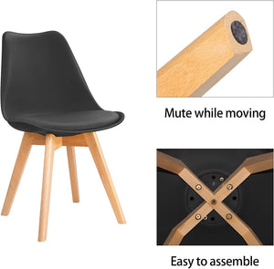 Dining Chairs Mid Century Modern DSW Chair Upholstered Side Kitchen Chairs with Wood Leg and Soft Padded Cushion for Kitchen, Dining, Bedroom, Living Room Set of 4 (Black) - Karrari