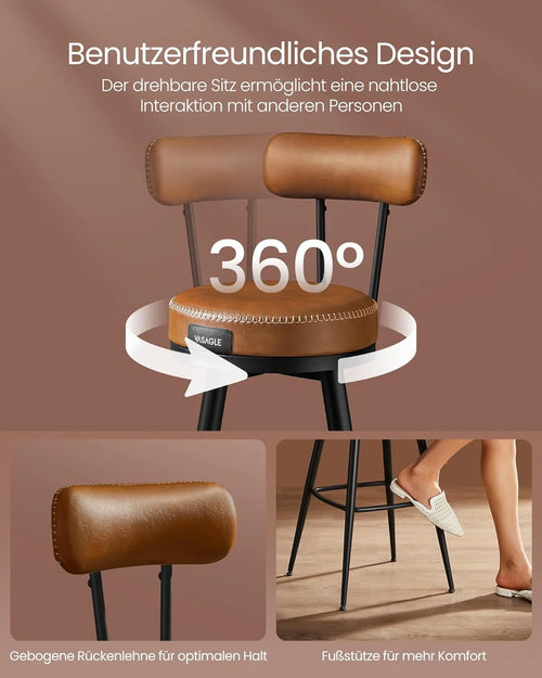 Swivel Faux Leather Bar Stools (Set of 2)