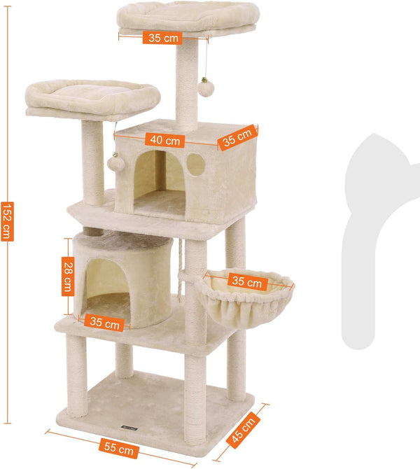 Cat Tree Play Tower 2 Caves Beige