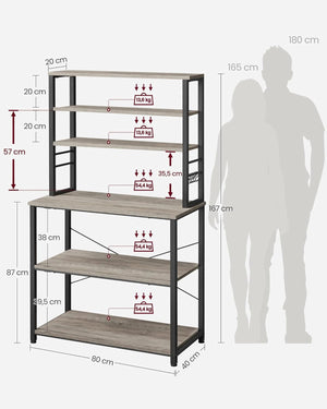 Kitchen Storage Rack – 6-Tier Shelf with Hooks