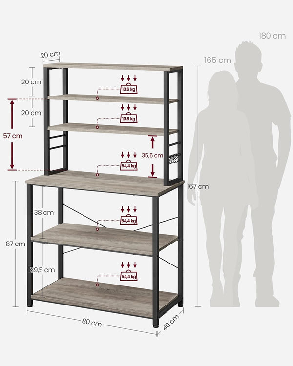 Kitchen Storage Rack – 6-Tier Shelf with Hooks