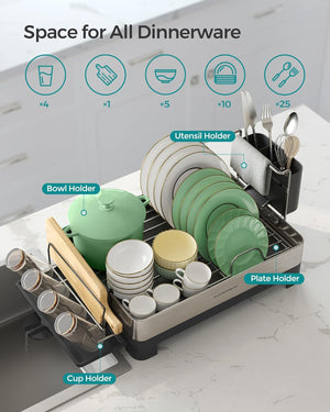 Stainless Steel Dish Drainer with Rotating Spout