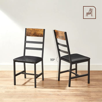Dining Chairs, Set of 2 Kitchen Chairs, Padded Seat, Steel Frame