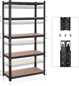 5-Tier Steel Storage Shelving Unit - Tool-Free Assembly (50x100x200cm) - Karrari