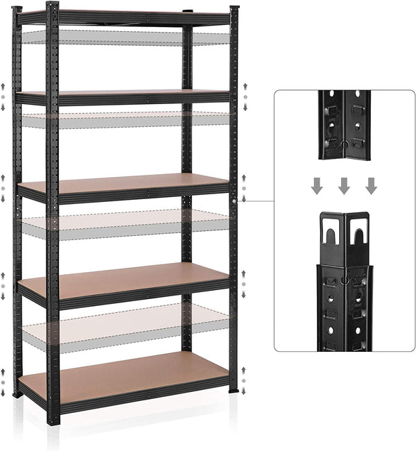 5-Tier Steel Storage Shelving Unit - Tool-Free Assembly (50x100x200cm) - Karrari
