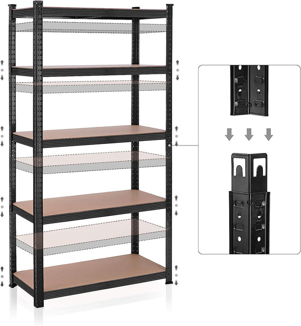 Garage Storage Shelf - 5-Tier Steel, Tool-Free Assembly (40 90x180cm) - Karrari