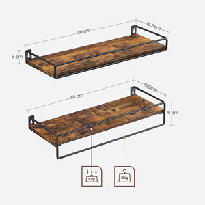 2-Piece Wall Floating Spice Rack Shelf with Pole - Karrari