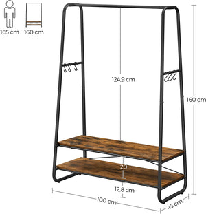 Clothes Rack with 2 Shelves & 6 Hooks - Karrari