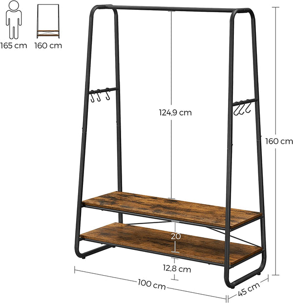 Clothes Rack with 2 Shelves & 6 Hooks - Karrari