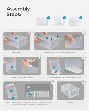 Set of 12 Clear Stackable Shoe Storage Boxes - Karrari