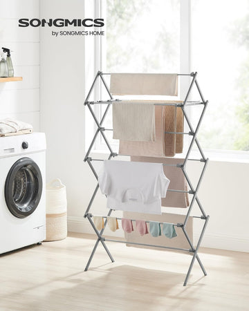 Foldable Clothes Airer, Steel Frame, 37 x 75 x 135.1 cml, Grey