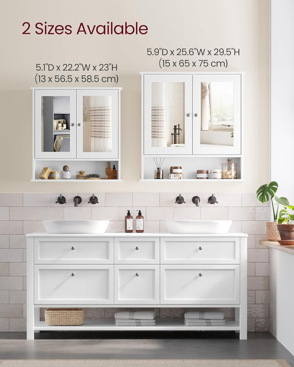Wall-Mounted Bathroom Cabinet with Mirror Doors