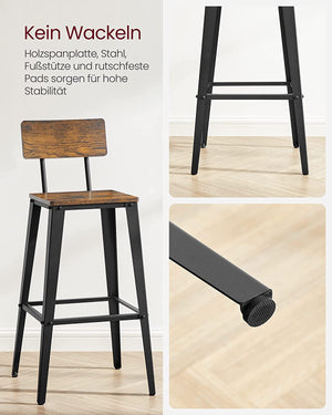 Set of 2 Bar Stools with Backrests - Karrari