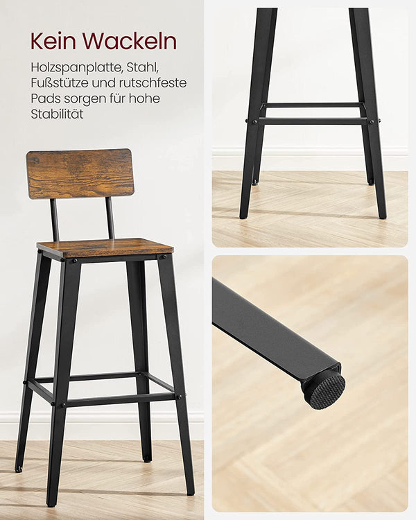 Set of 2 Bar Stools with Backrests - Karrari