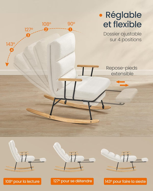 Rocking Chair with 4 Position Adjustable Backrest - Karrari