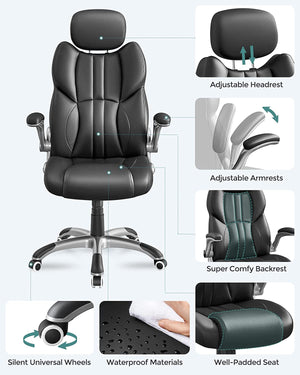 Ergonomic Office Chair - Swivel with Folding Arms & Nylon Base - Karrari