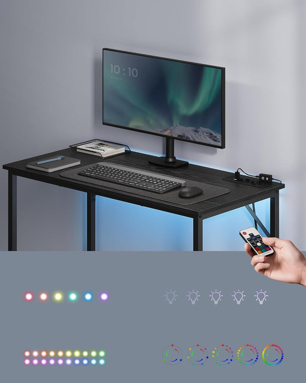Gaming Desk with LED Lighting & Power Strip - Karrari