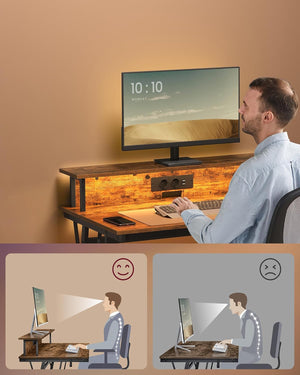 Gaming Desk with Built-in Power Strip & Monitor Stand - Karrari