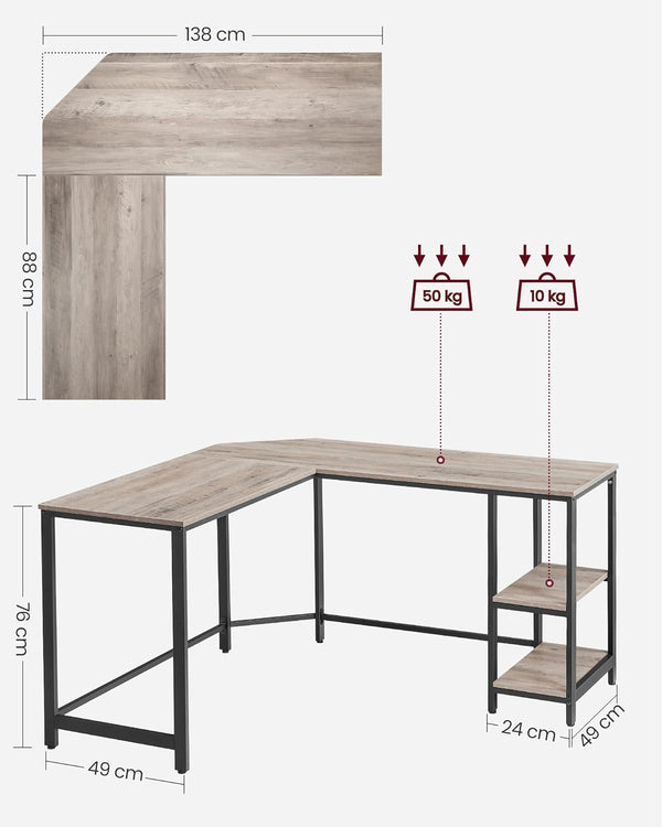 L-Shaped Corner Gaming Desk with Storage Shelves - Karrari
