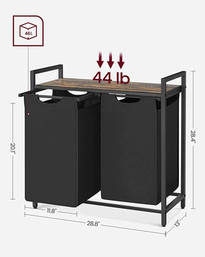 Laundry Hamper - 2 Removable Oxford Fabric Bags