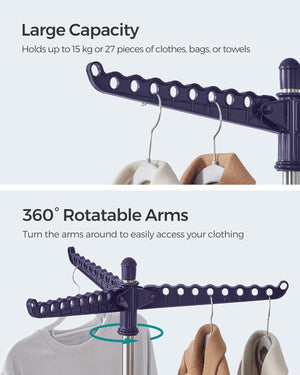 Clothes Airer with 3 Rotatable Arms – Stainless Steel - Karrari