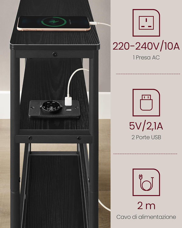 Side Table - Charging Port & Shelves - Karrari