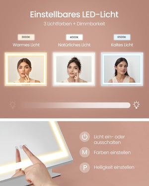 Makeup Mirror with Lighting - Matte White - Karrari