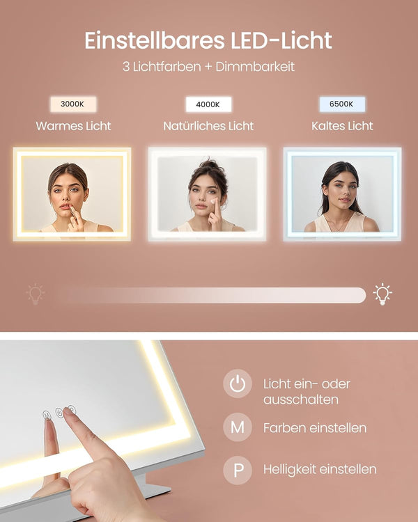 Makeup Mirror with Lighting - Matte White - Karrari