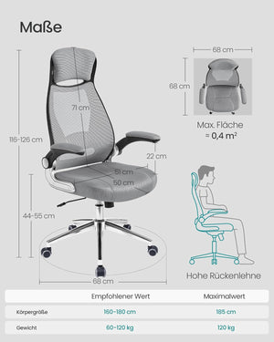 Executive Mesh Chair with Folding Armrests