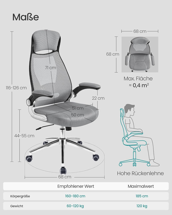 Executive Mesh Chair with Folding Armrests