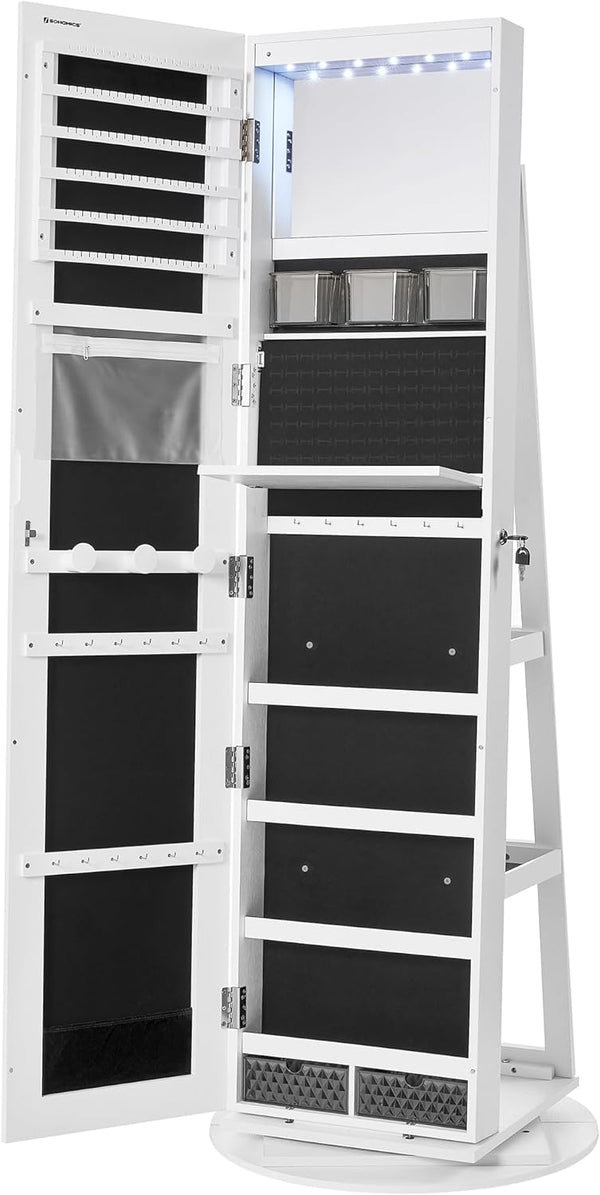 360° Rotating LED Mirror Jewellery Cabinet - Karrari