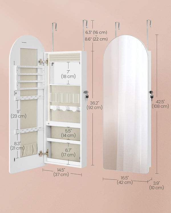 Lockable LED Jewellery Cabinet with Mirror