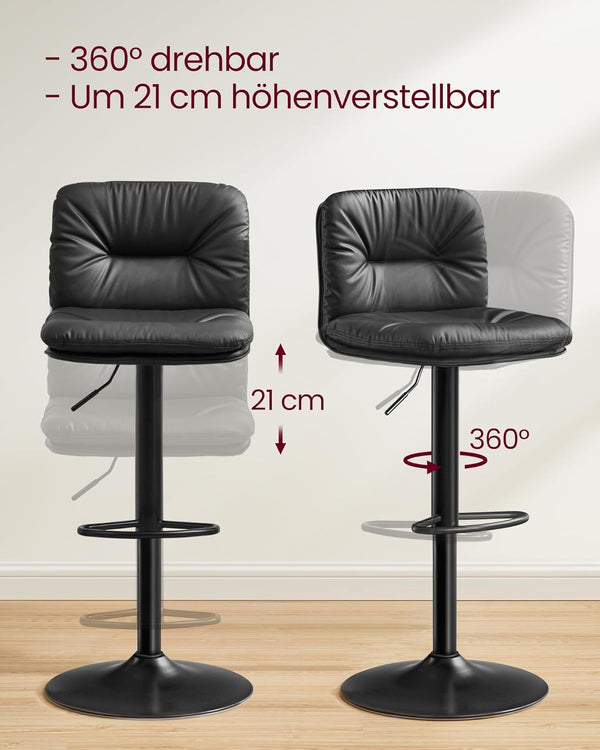 Set of 2 Height-Adjustable PU Bar Chairs - Karrari