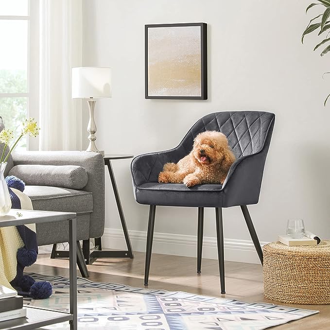 Dark Grey Upholstered Dining Chair - Karrari