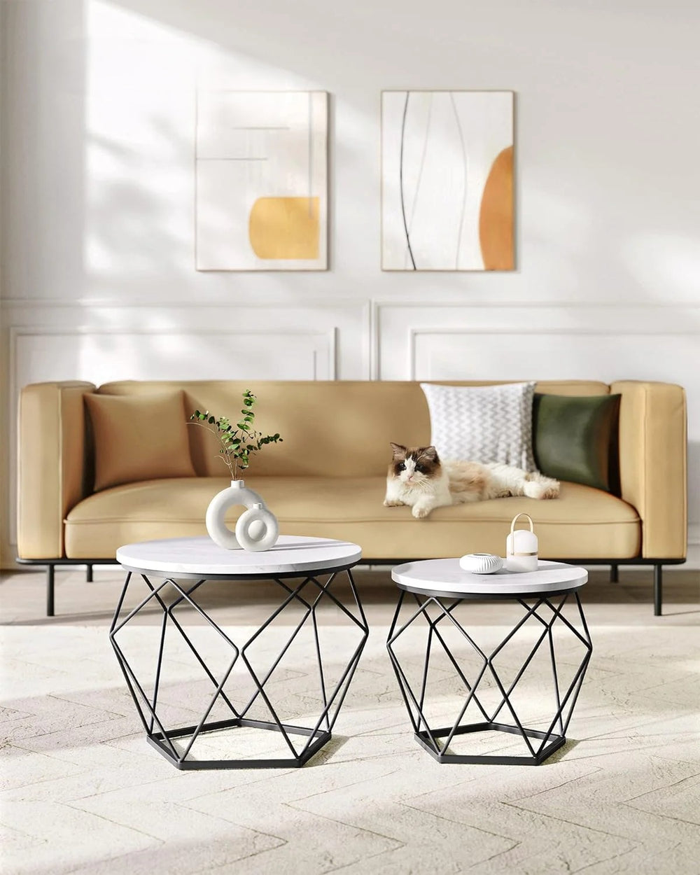 2-Piece Round Coffee Tables with Removable Tops - Karrari