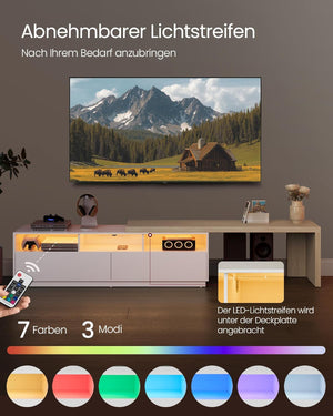 Modern Adjustable TV Unit with LED & Power Strip