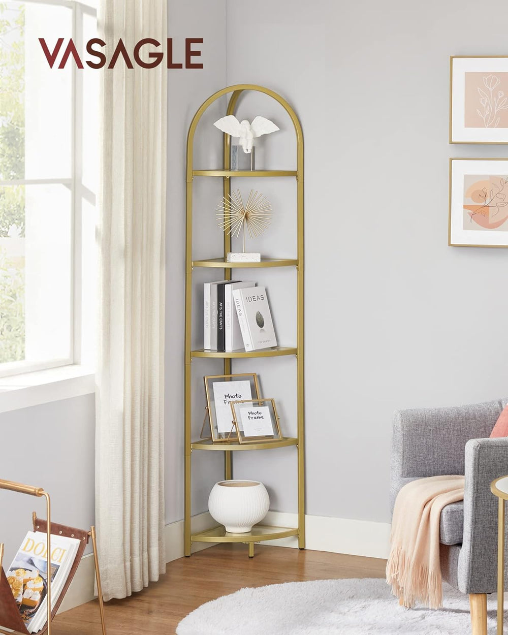 5-Tier Corner Shelf Stand with Tempered Glass - Karrari