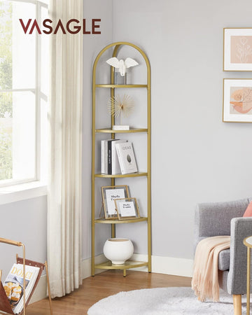 Corner Shelf, 5-Tier Plant Stand, Freestanding Glass Shelf Tower