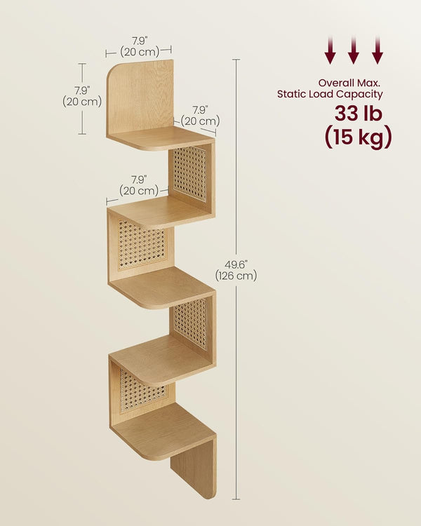 5-Tier Corner Wall Shelf – Zigzag Design - Karrari