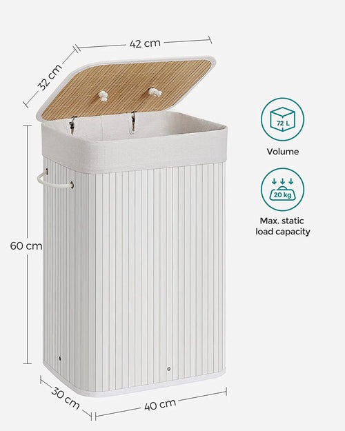 Foldable Laundry Hamper 72L - Lid & Handles